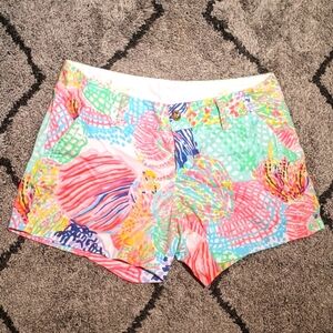 Lilly Pulitzer Callahan Lovers Coral Shorts women's Sz 8 100% Cotton